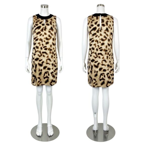 Nicole Miller Keyhole Sleeveless Halter Leopard 60s Mod Glam Cocktail Dress Sz 6 - Picture 4 of 14